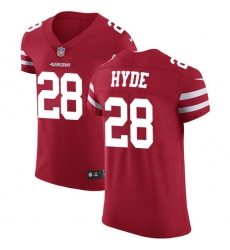 Men's Nike San Francisco 49ers #28 Carlos Hyde Red Team Color Vapor Untouchable Elite Player NFL Jersey