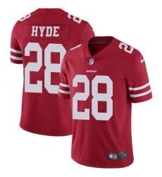 Youth Nike San Francisco 49ers #28 Carlos Hyde Elite Red Team Color NFL Jersey