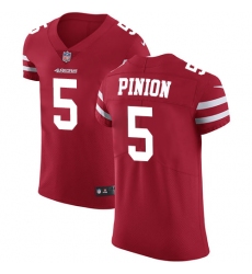Men's Nike San Francisco 49ers #5 Bradley Pinion Red Team Color Vapor Untouchable Elite Player NFL Jersey