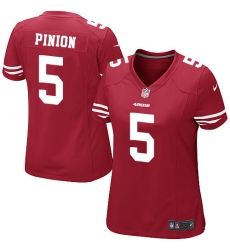 Women's Nike San Francisco 49ers #5 Bradley Pinion Game Red Team Color NFL Jersey