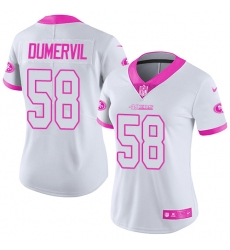 Women's Nike San Francisco 49ers #58 Elvis Dumervil Limited White/Pink Rush Fashion NFL Jersey