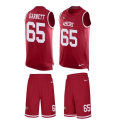 Men's Nike San Francisco 49ers #65 Joshua Garnett Limited Red Tank Top Suit NFL Jersey