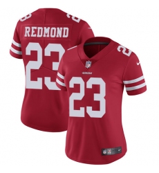 Women's Nike San Francisco 49ers #23 Will Redmond Elite Red Team Color NFL Jersey