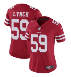 Women's Nike San Francisco 49ers #59 Aaron Lynch Elite Red Team Color NFL Jersey