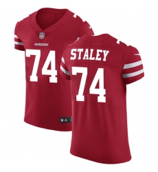Men's Nike San Francisco 49ers #74 Joe Staley Red Team Color Vapor Untouchable Elite Player NFL Jersey