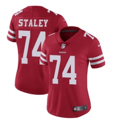 Women's Nike San Francisco 49ers #74 Joe Staley Elite Red Team Color NFL Jersey