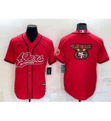 Men's San Francisco 49ers Red Team Big Logo With Patch Cool Base Stitched Baseball Jersey