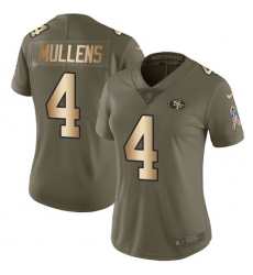 Women's Nike San Francisco 49ers #4 Nick Mullens Limited Olive Gold 2017 Salute to Service NFL Jersey