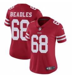 Women's Nike San Francisco 49ers #68 Zane Beadles Elite Red Team Color NFL Jersey