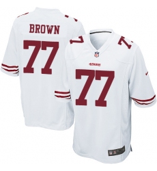 Men's Nike San Francisco 49ers #77 Trent Brown Game White NFL Jersey