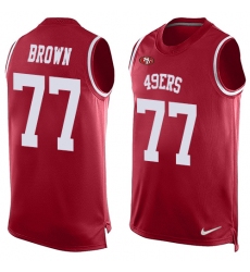 Men's Nike San Francisco 49ers #77 Trent Brown Limited Red Player Name & Number Tank Top NFL Jersey