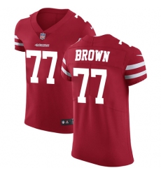 Men's Nike San Francisco 49ers #77 Trent Brown Red Team Color Vapor Untouchable Elite Player NFL Jersey