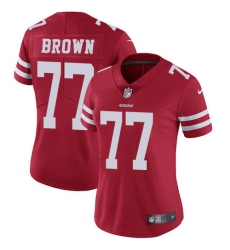 Women's Nike San Francisco 49ers #77 Trent Brown Elite Red Team Color NFL Jersey
