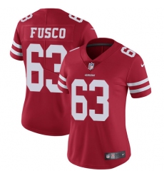 Women's Nike San Francisco 49ers #63 Brandon Fusco Elite Red Team Color NFL Jersey