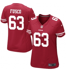 Women's Nike San Francisco 49ers #63 Brandon Fusco Game Red Team Color NFL Jersey