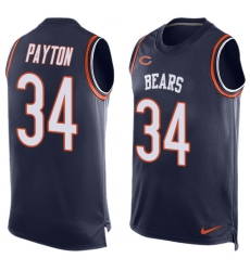 Men's Nike Chicago Bears #34 Walter Payton Limited Navy Blue Player Name & Number Tank Top NFL Jersey