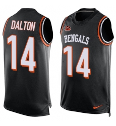 Men's Nike Cincinnati Bengals #14 Andy Dalton Limited Black Player Name & Number Tank Top NFL Jersey