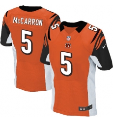 Men's Nike Cincinnati Bengals #5 AJ McCarron Elite Orange Alternate NFL Jersey