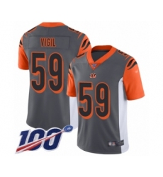 Men's Cincinnati Bengals #59 Nick Vigil Limited Silver Inverted Legend 100th Season Football Jersey
