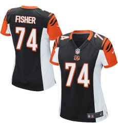 Women's Nike Cincinnati Bengals #74 Jake Fisher Game Black Team Color NFL Jersey