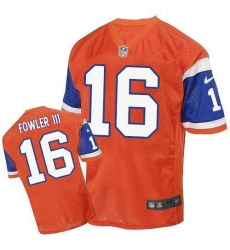 Men's Nike Denver Broncos #16 Bennie Fowler Elite Orange Throwback NFL Jersey