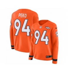 Women's Nike Denver Broncos #94 Domata Peko Limited Orange Therma Long Sleeve NFL Jersey