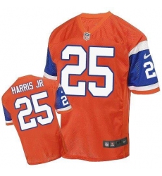 Men's Nike Denver Broncos #25 Chris Harris Jr Elite Orange Throwback NFL Jersey