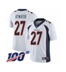 Men's Denver Broncos #27 Steve Atwater White Vapor Untouchable Limited Player 100th Season Football Jersey