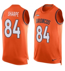 Men's Nike Denver Broncos #84 Shannon Sharpe Limited Orange Player Name & Number Tank Top NFL Jersey