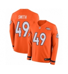 Youth Nike Denver Broncos #49 Dennis Smith Limited Orange Therma Long Sleeve NFL Jersey