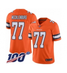 Men's Denver Broncos #77 Karl Mecklenburg Limited Orange Rush Vapor Untouchable 100th Season Football Jersey