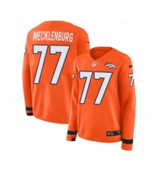 Women's Nike Denver Broncos #77 Karl Mecklenburg Limited Orange Therma Long Sleeve NFL Jersey
