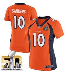 Women's Nike Denver Broncos #10 Emmanuel Sanders Elite Orange Team Color Super Bowl 50 Bound NFL Jersey