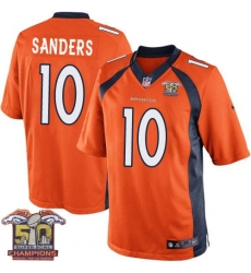 Youth Nike Denver Broncos #10 Emmanuel Sanders Elite Orange Team Color Super Bowl 50 Champions NFL Jersey