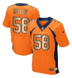 Men's Nike Denver Broncos #58 Von Miller Elite Orange/Gold Team Color NFL Jersey