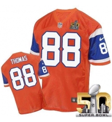 Men's Nike Denver Broncos #88 Demaryius Thomas Elite Orange Throwback Super Bowl 50 Bound NFL Jersey
