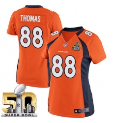 Women's Nike Denver Broncos #88 Demaryius Thomas Elite Orange Team Color Super Bowl 50 Bound NFL Jersey
