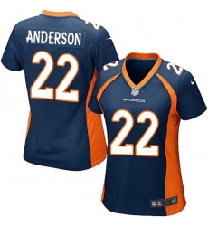 Women's Nike Denver Broncos #22 C.J. Anderson Game Navy Blue Alternate NFL Jersey