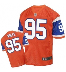 Men's Nike Denver Broncos #95 Derek Wolfe Elite Orange Throwback NFL Jersey