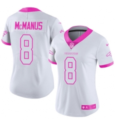 Women's Nike Denver Broncos #8 Brandon McManus Limited White/Pink Rush Fashion NFL Jersey