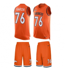 Men's Nike Denver Broncos #76 Max Garcia Limited Orange Tank Top Suit NFL Jersey