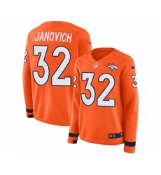 Women's Nike Denver Broncos #32 Andy Janovich Limited Orange Therma Long Sleeve NFL Jersey