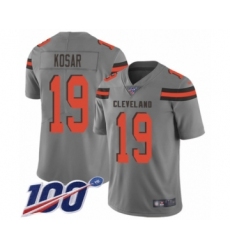 Men's Cleveland Browns #19 Bernie Kosar Limited Gray Inverted Legend 100th Season Football Jersey