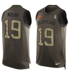 Men's Nike Cleveland Browns #19 Bernie Kosar Limited Green Salute to Service Tank Top NFL Jersey