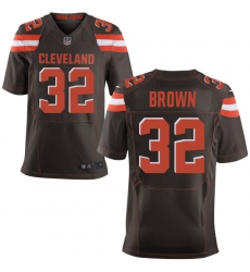 Men's Nike Cleveland Browns #32 Jim Brown Elite Brown Team Color NFL Jersey