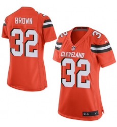 Women's Nike Cleveland Browns #32 Jim Brown Game Orange Alternate NFL Jersey