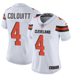 Women's Nike Cleveland Browns #4 Britton Colquitt Elite White NFL Jersey