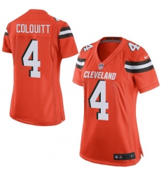 Women's Nike Cleveland Browns #4 Britton Colquitt Game Orange Alternate NFL Jersey