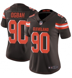Women's Nike Cleveland Browns #90 Emmanuel Ogbah Elite Brown Team Color NFL Jersey