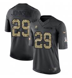 Men's Nike Cleveland Browns #29 Duke Johnson Limited Black 2016 Salute to Service NFL Jersey